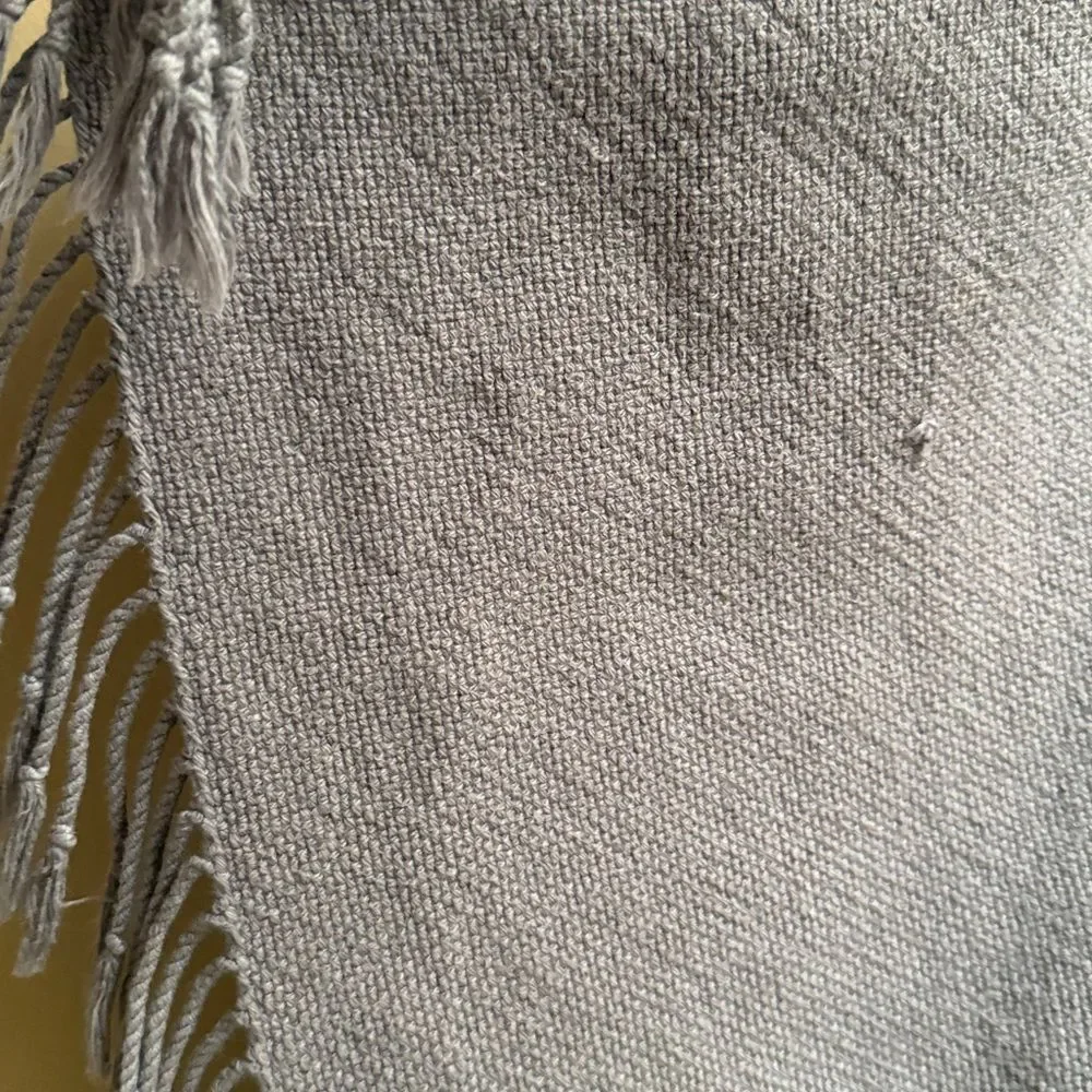 Restoration Hardware Stonewashed Brushed Cotton Fringe Throw